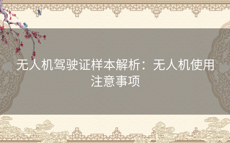 无人机驾驶证样本解析：无人机使用注意事项