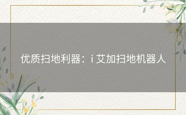 优质扫地利器：i 艾加扫地机器人