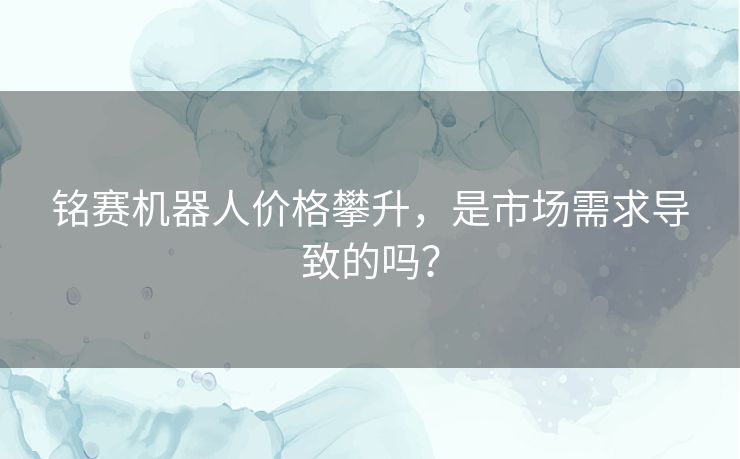 铭赛机器人价格攀升，是市场需求导致的吗？