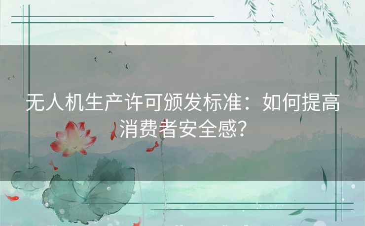 无人机生产许可颁发标准：如何提高消费者安全感？