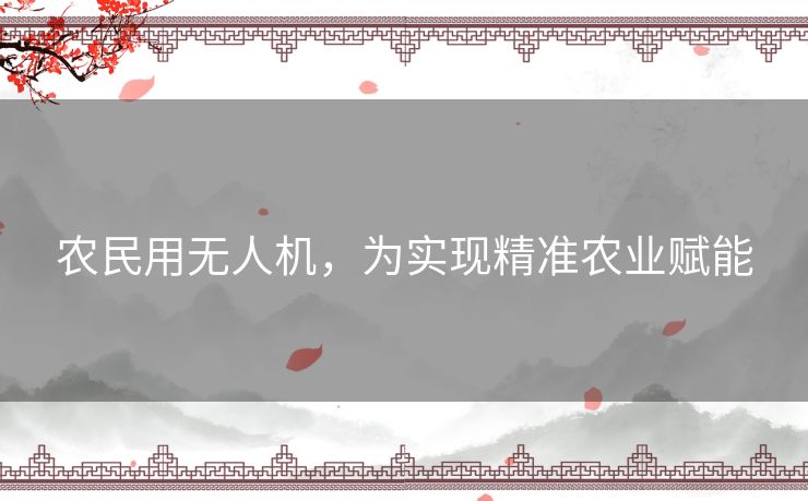 农民用无人机，为实现精准农业赋能