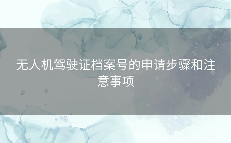 无人机驾驶证档案号的申请步骤和注意事项