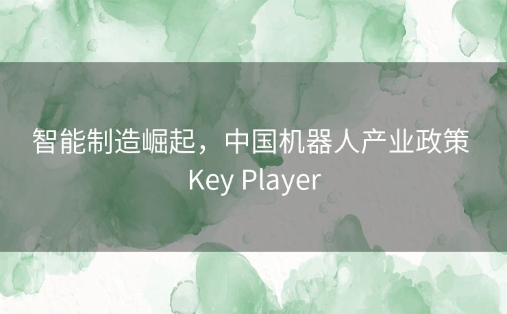智能制造崛起，中国机器人产业政策 Key Player