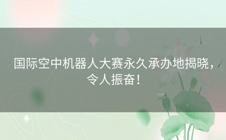 国际空中机器人大赛永久承办地揭晓，令人振奋！