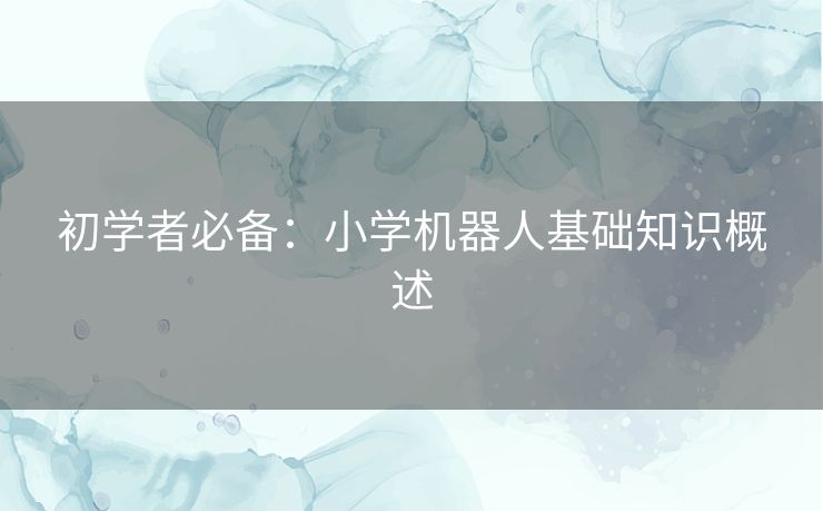 初学者必备：小学机器人基础知识概述