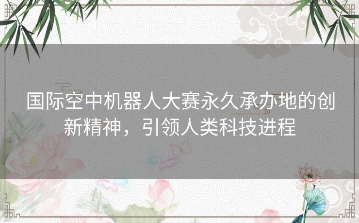 国际空中机器人大赛永久承办地的创新精神，引领人类科技进程