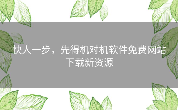 快人一步，先得机对机软件免费网站下载新资源