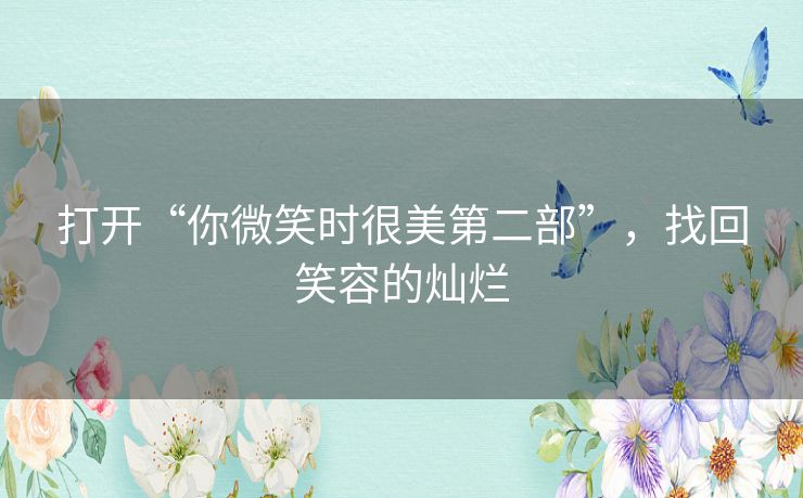打开“你微笑时很美第二部”，找回笑容的灿烂