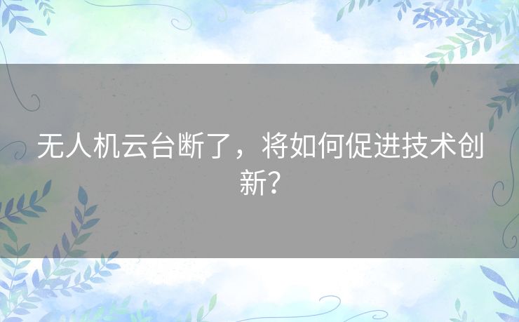 无人机云台断了，将如何促进技术创新？