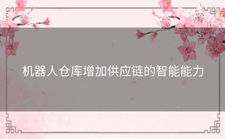 机器人仓库增加供应链的智能能力