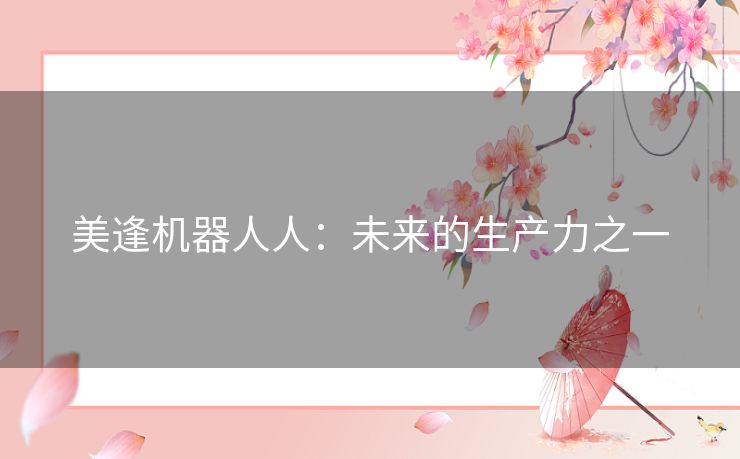 美逢机器人人：未来的生产力之一