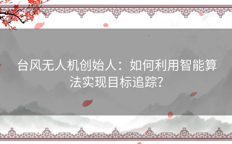 台风无人机创始人：如何利用智能算法实现目标追踪？