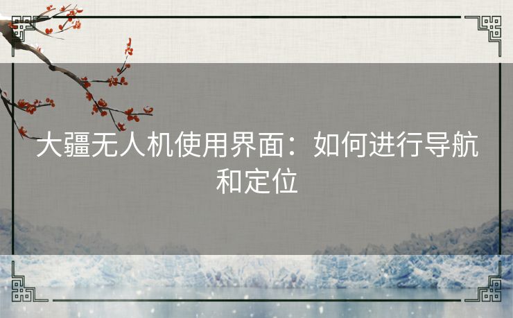 大疆无人机使用界面：如何进行导航和定位