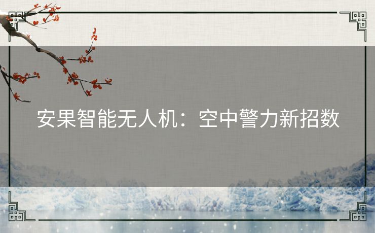 安果智能无人机：空中警力新招数