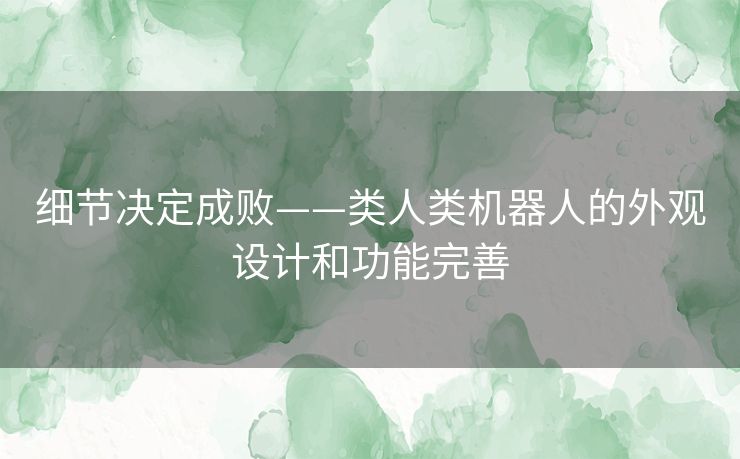 细节决定成败——类人类机器人的外观设计和功能完善