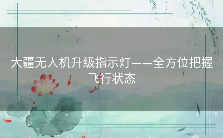 大疆无人机升级指示灯——全方位把握飞行状态