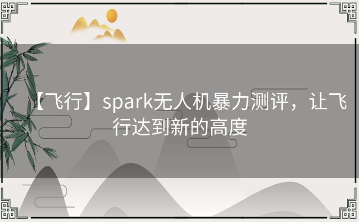 【飞行】spark无人机暴力测评，让飞行达到新的高度