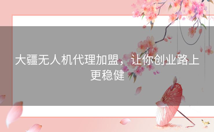 大疆无人机代理加盟，让你创业路上更稳健