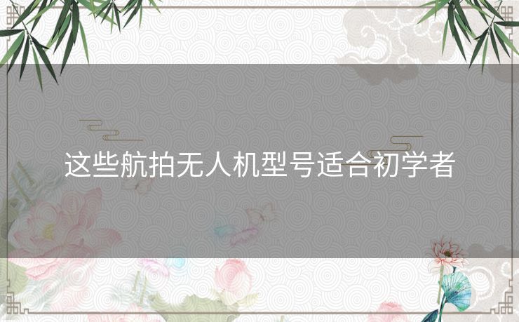 这些航拍无人机型号适合初学者