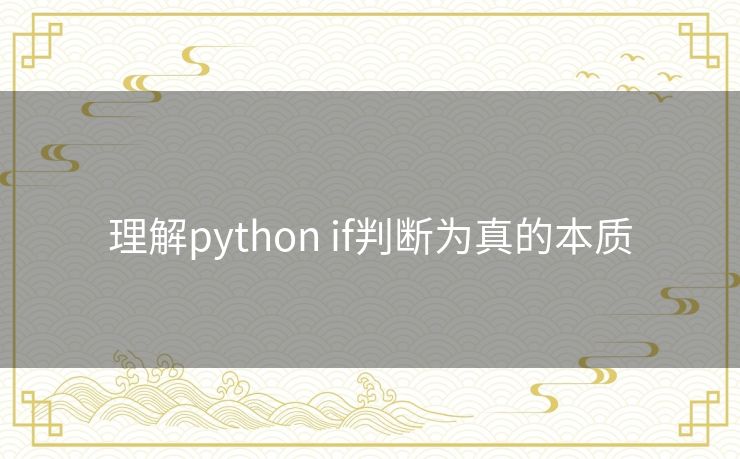 理解python if判断为真的本质