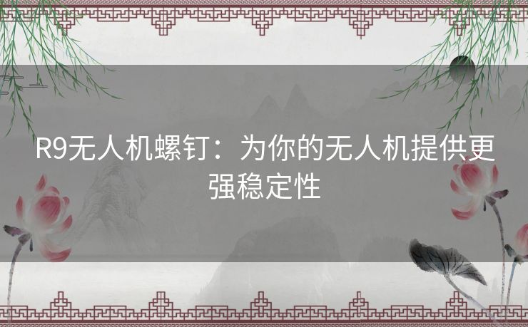 R9无人机螺钉：为你的无人机提供更强稳定性