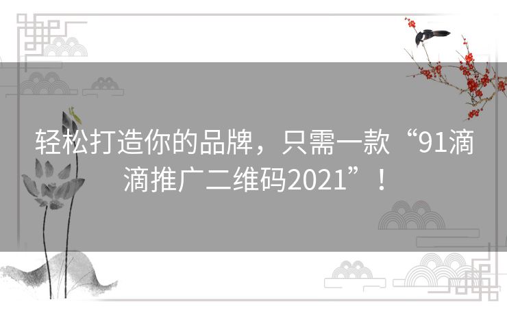 轻松打造你的品牌，只需一款“91滴滴推广二维码2021”！