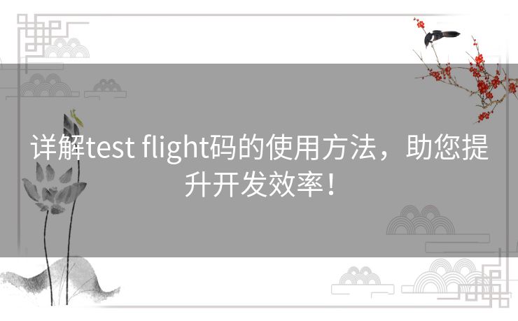 详解test flight码的使用方法，助您提升开发效率！