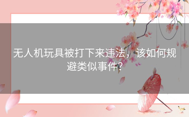 无人机玩具被打下来违法，该如何规避类似事件？