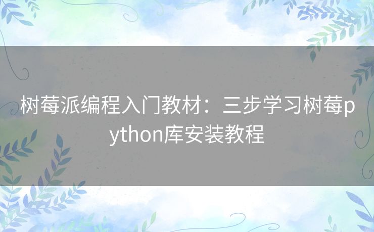树莓派编程入门教材：三步学习树莓python库安装教程